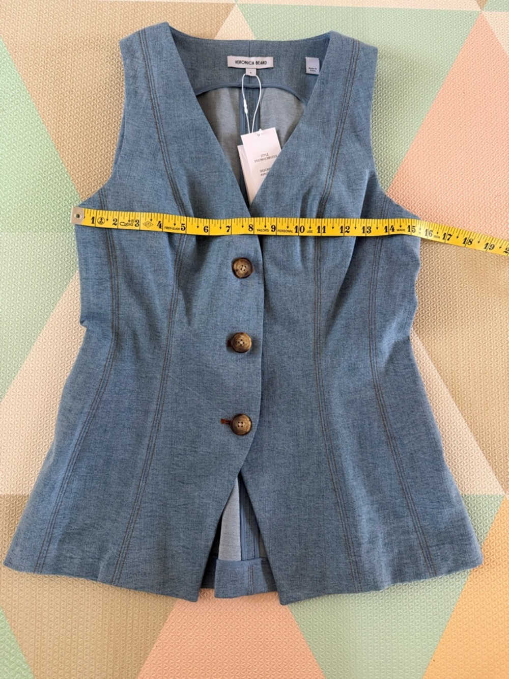 Veronica Beard Alvina Denim Vest NWT Size 6 in Blue Mirage - Picture 6 of 13